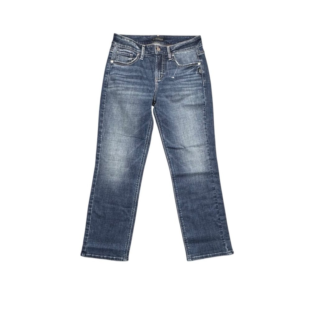 Silver Jeans Co. Elyse Straight Jeans Sz 29 High Rise‎ Stretch Cropped Blue